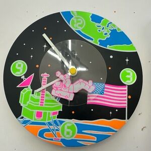 Vintage 90s Y2K Glow Clock - Space Moon Base Theme